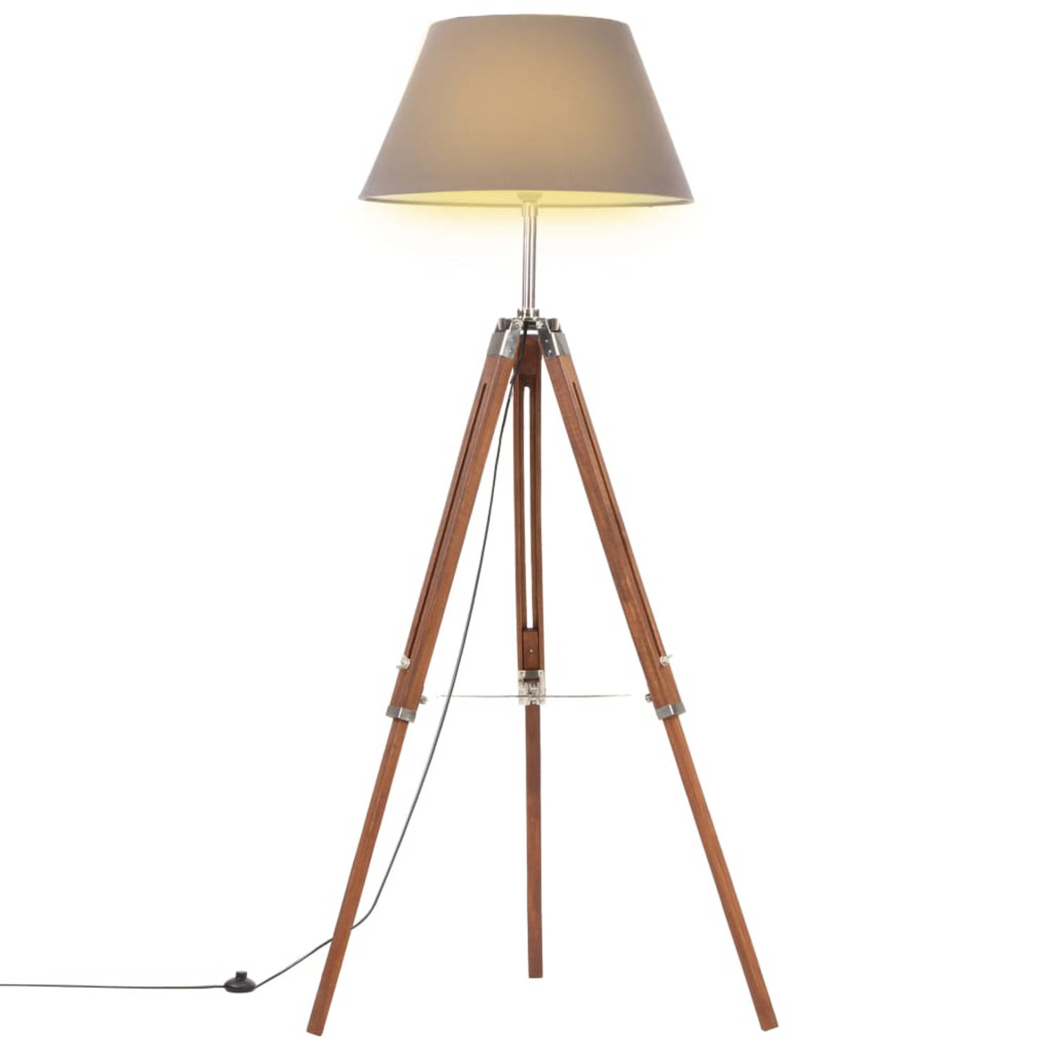 The Living Store Retro Vloerlamp - Houten Lamp - Vintage Ontwerp - Driepoot - Hoogte 100-141 cm - E27 Fitting - Max -