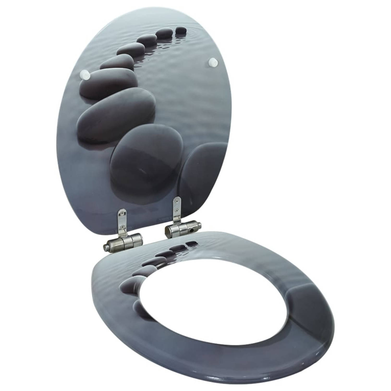 vidaXL Toiletbril met soft-close deksel MDF stenen print