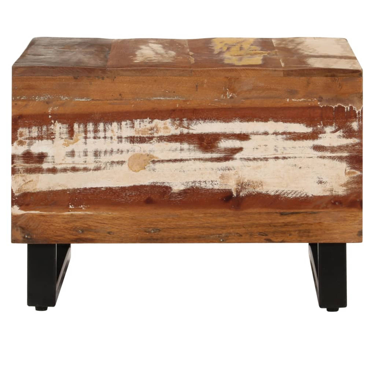 The Living Store Salontafel Retro - Hout/Gepoedercoat IJzer - 50x50x35 cm