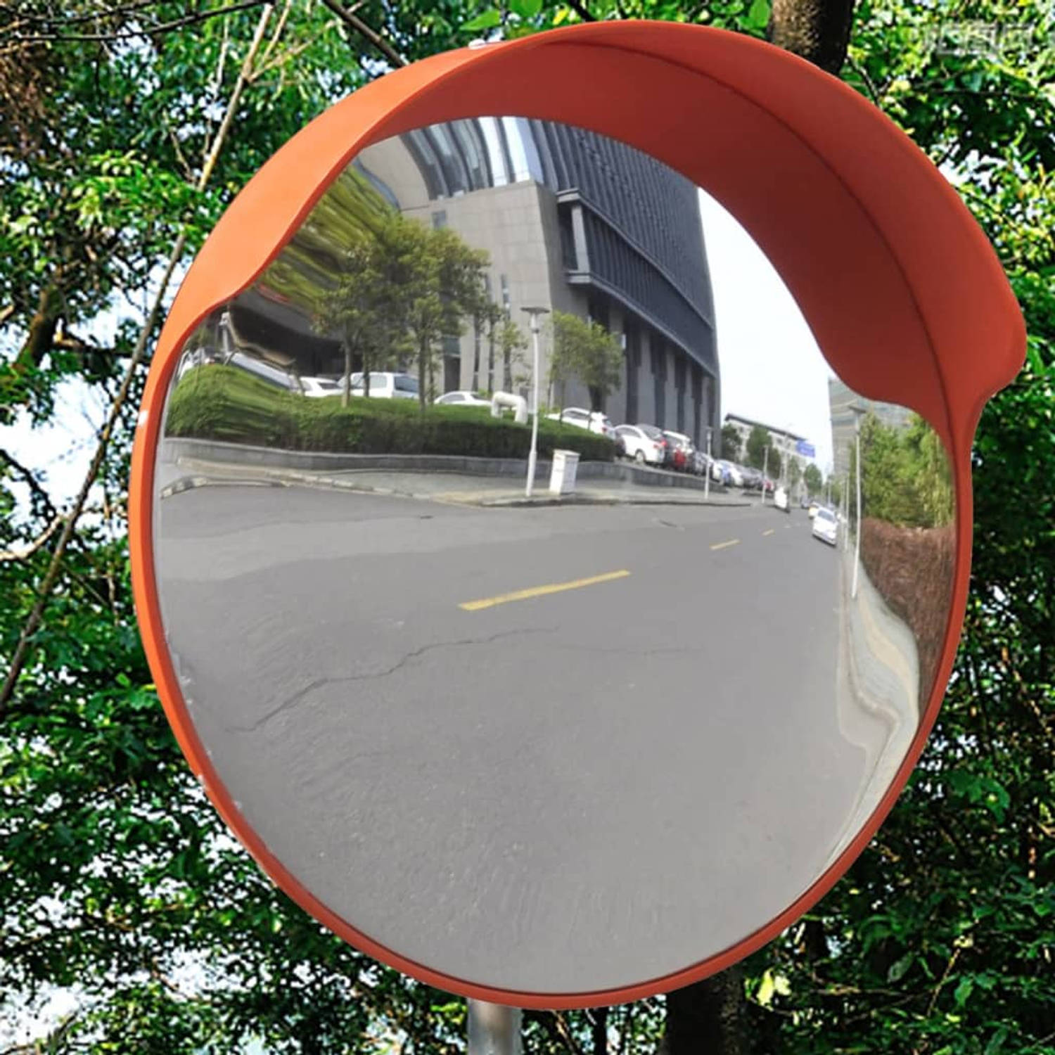 The Living Store Verkeersspiegel voor buiten 45 cm PC-kunststof oranje - Autospiegel