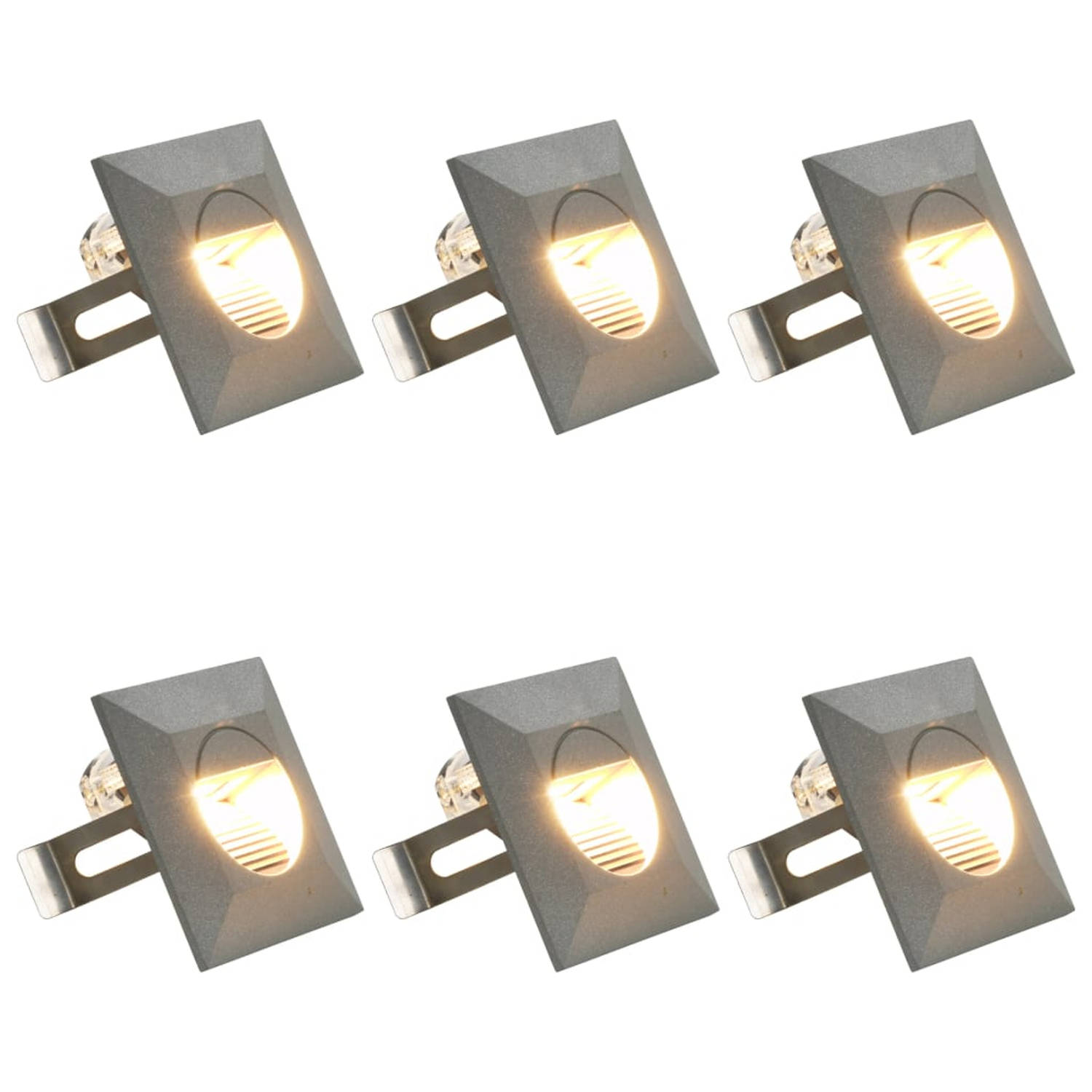vidaXL LED-buitenwandlampen 6 st 5 W vierkant zilverkleurig