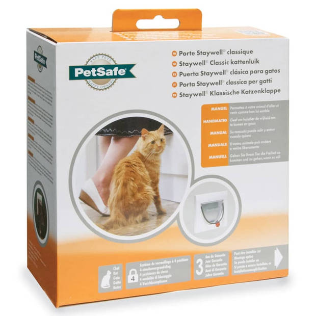 PetSafe Handmatig kattenluik met 4 standen en tunnel Classic 917 wit 5030