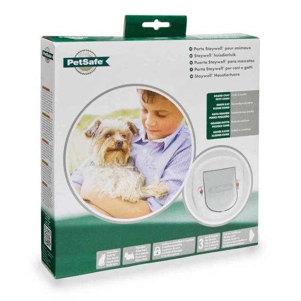 Petsafe kattenluikje grote kat/kleine hond wit 4 standen 280