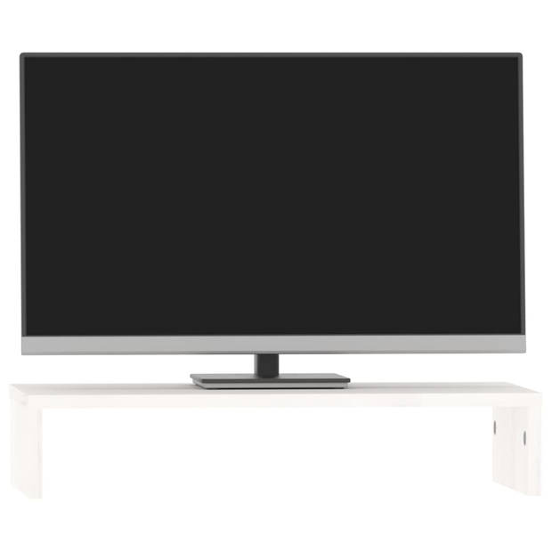 vidaXL Monitorstandaard 50x27x10 cm massief grenenhout wit