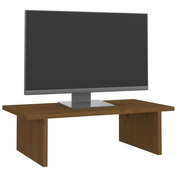 vidaXL Monitorstandaard 50x27x15 cm massief grenenhout honingbruin