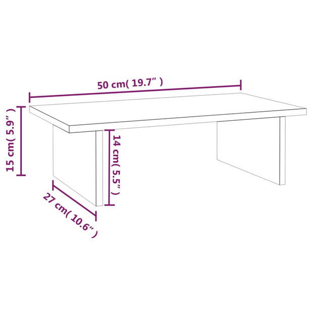 vidaXL Monitorstandaard 50x27x15 cm massief grenenhout