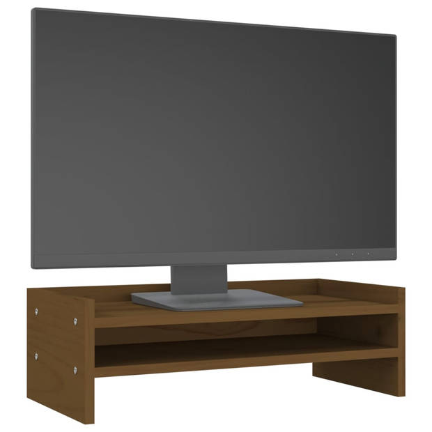 vidaXL Monitorstandaard 50x24x16 cm massief grenenhout honingbruin