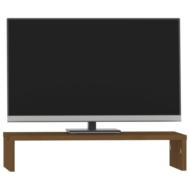 vidaXL Monitorstandaard 50x27x10 cm massief grenenhout honingbruin