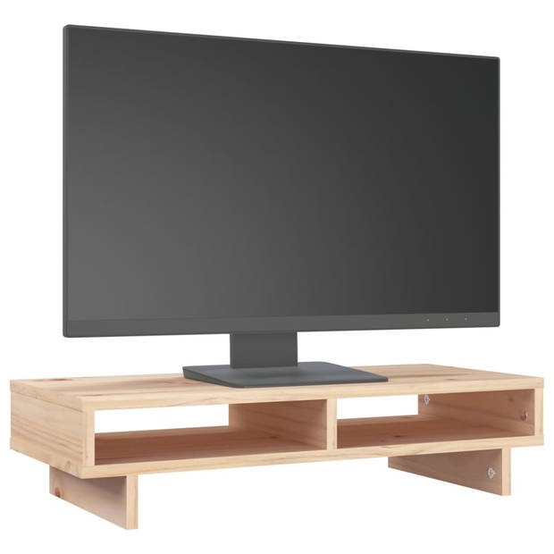 vidaXL Monitorstandaard 60x27x14 cm massief grenenhout