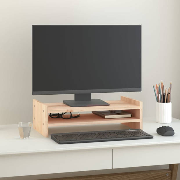 vidaXL Monitorstandaard 50x27x15 cm massief grenenhout