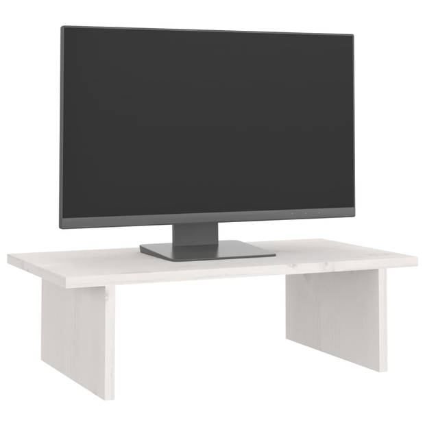 vidaXL Monitorstandaard 50x27x15 cm massief grenenhout wit