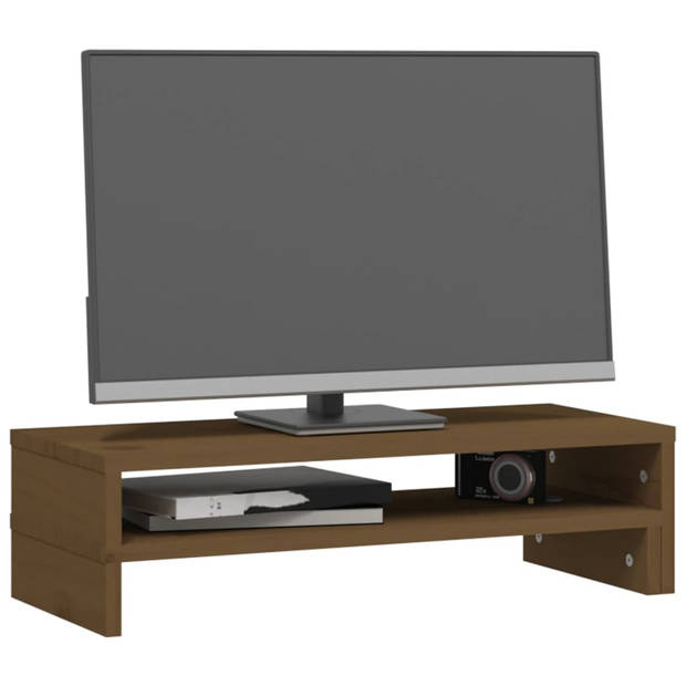 vidaXL Monitorstandaard (52-101)x22x14 cm grenenhout honingbruin