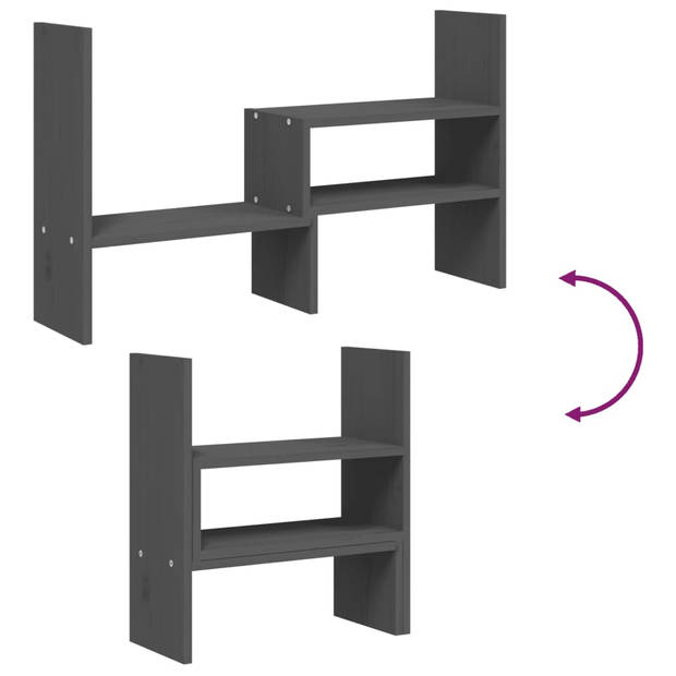 vidaXL Monitorstandaard (39-72)x17x43 cm massief grenenhout grijs