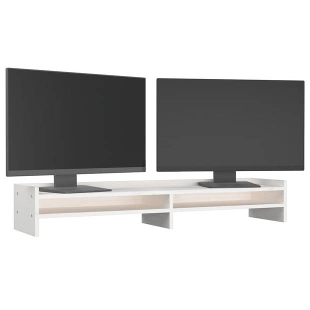 vidaXL Monitorstandaard 100x24x16 cm massief grenenhout wit