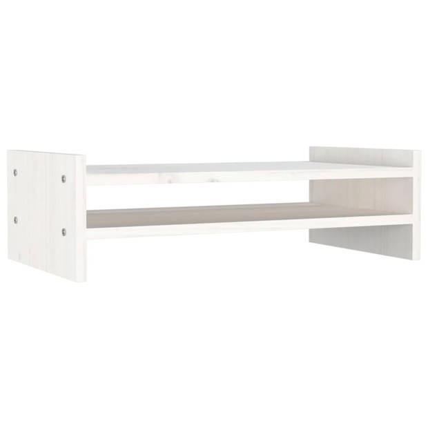 vidaXL Monitorstandaard 50x27x15 cm massief grenenhout wit