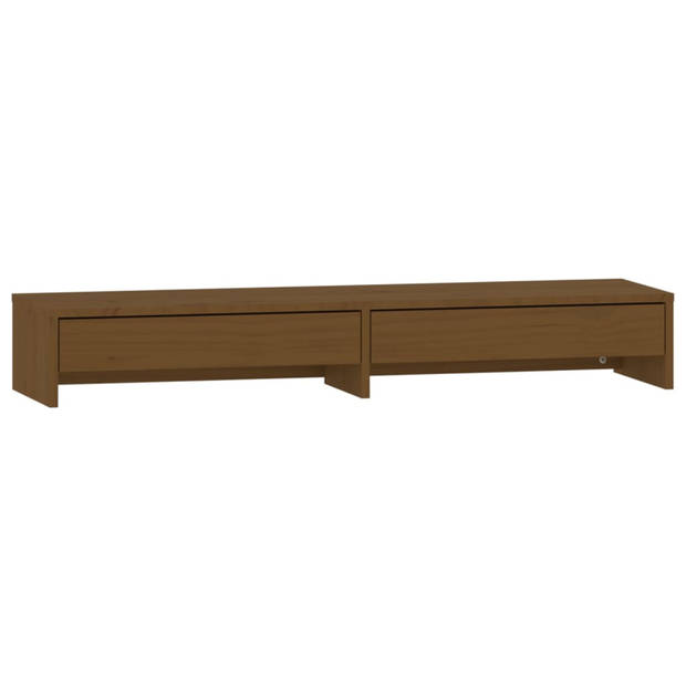 vidaXL Monitorstandaard 100x27x15 cm massief grenenhout honingbruin