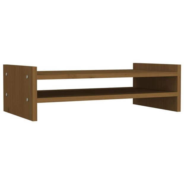 vidaXL Monitorstandaard 50x27x15 cm massief grenenhout honingbruin