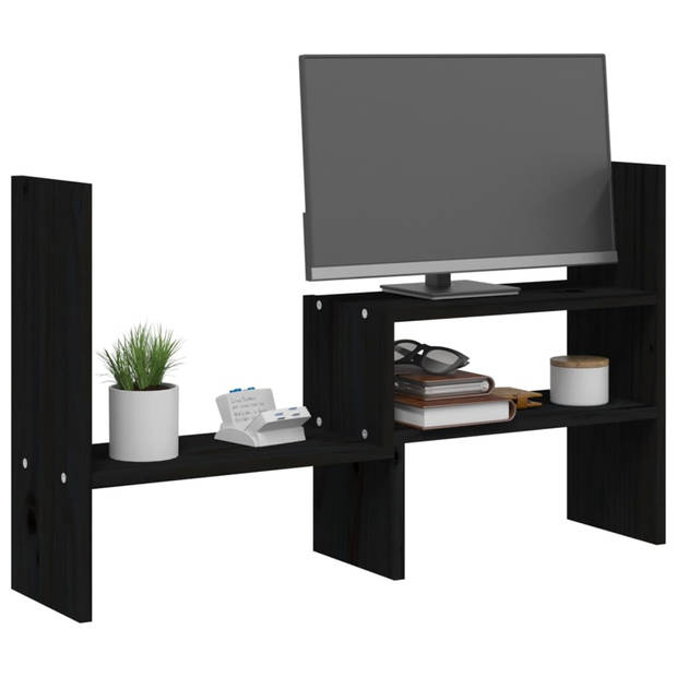 vidaXL Monitorstandaard (39-72)x17x43 cm massief grenenhout zwart