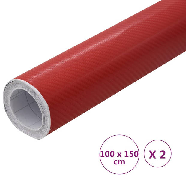 vidaXL 2 st Autofolie 4D 100x150 cm rood