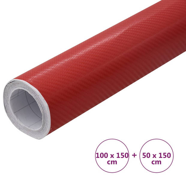 vidaXL 2 st Autofolie 4D 100x150 cm + 50x150 cm rood