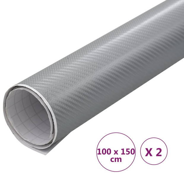 vidaXL 2 st Autofolie 4D 100x150 cm zilverkleurig