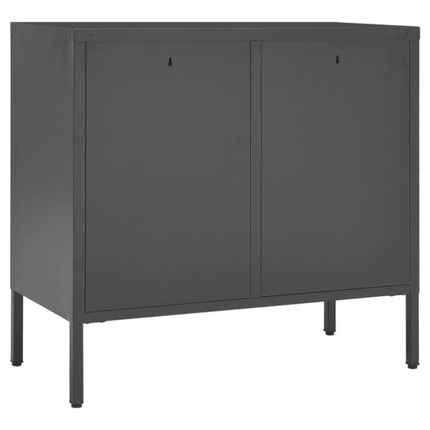 vidaXL Dressoir 75x35x70 cm staal en gehard glas antracietkleurig