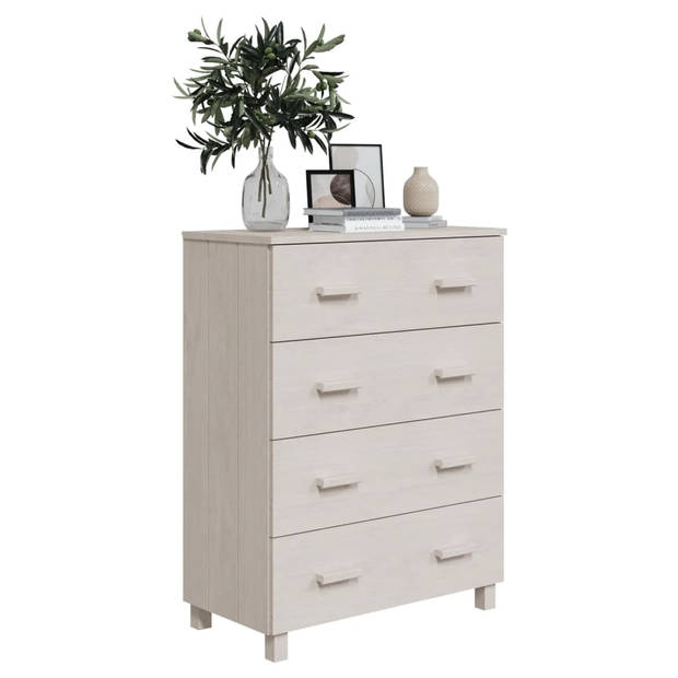 The Living Store HAMAR Dressoir - 79 x 40 x 103.5 cm - Massief Grenenhout - 4 lades