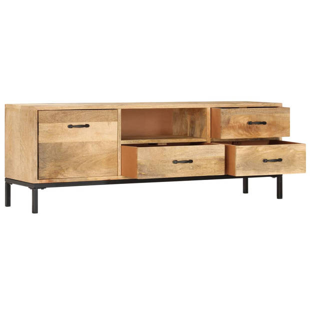 The Living Store Tv-kast Antieke Stijl - Massief Mangohout - 130x30x45 cm - 3 lades