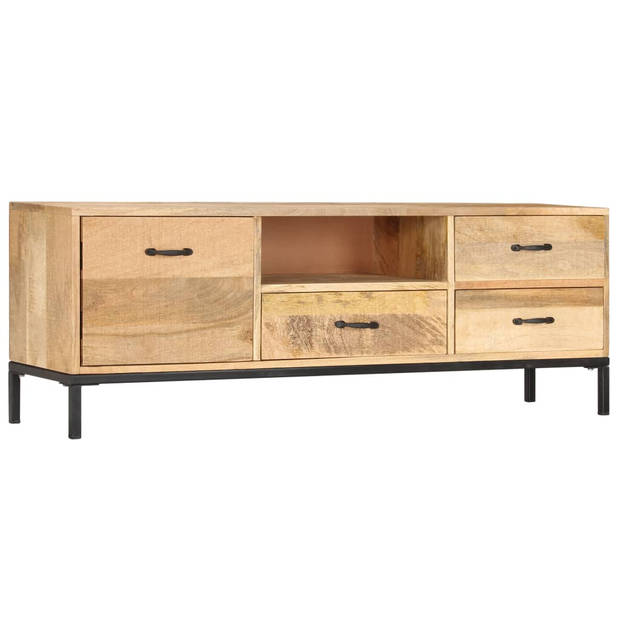 The Living Store Tv-kast Antieke Stijl - Massief Mangohout - 130x30x45 cm - 3 lades