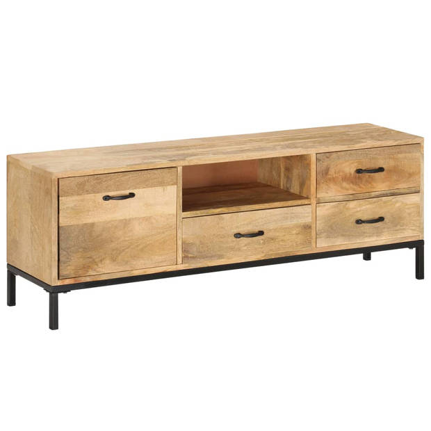 The Living Store Tv-kast Antieke Stijl - Massief Mangohout - 130x30x45 cm - 3 lades