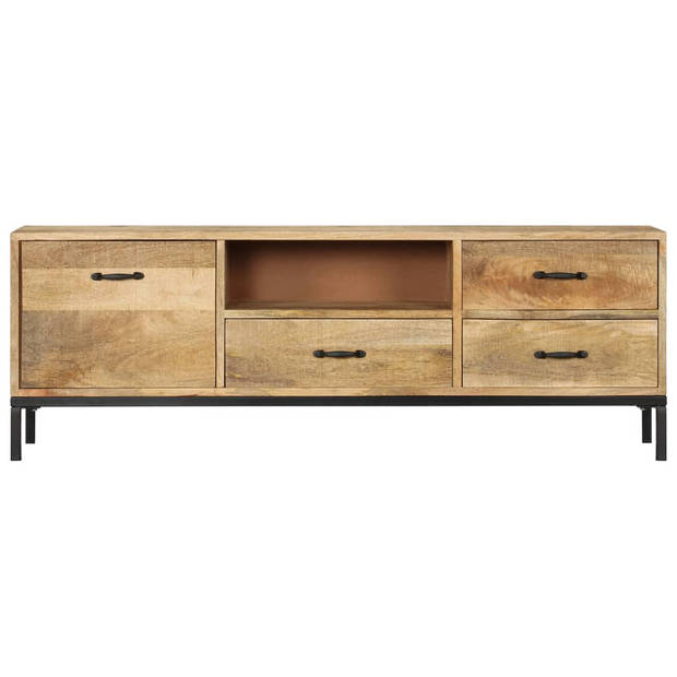 The Living Store Tv-kast Antieke Stijl - Massief Mangohout - 130x30x45 cm - 3 lades