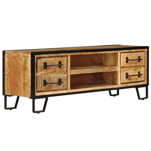 The Living Store TV-meubel Retro - Massief mangohout - 120 x 30 x 40 cm - Industriële stijl