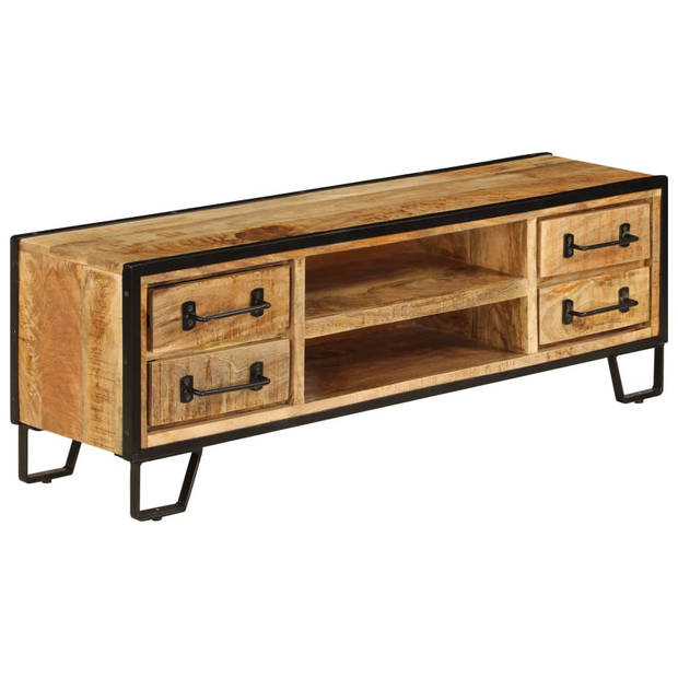 The Living Store TV-meubel Retro - Massief mangohout - 120 x 30 x 40 cm - Industriële stijl