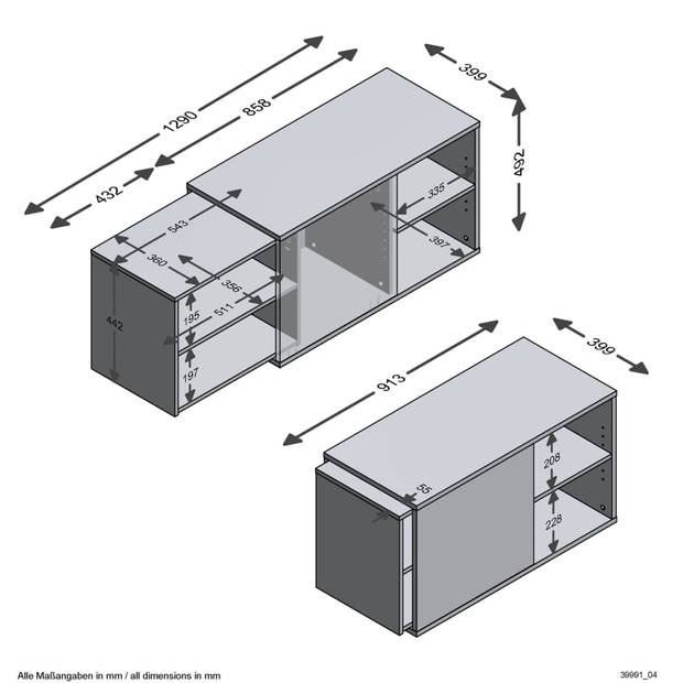 FMD Tv-kast met 2 open vakken 133,5x39,9x49,2 cm zwart & artisan eiken