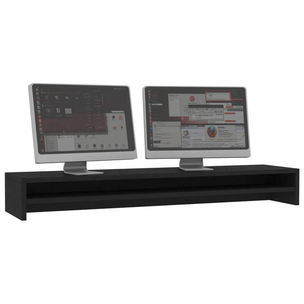 The Living Store Monitorstandaard - Hout - 100 x 24 x 13 cm - voor 2 schermen