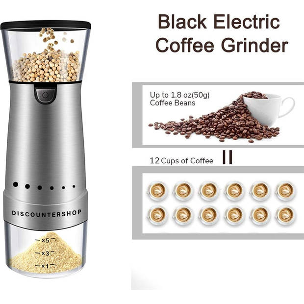 Koffiemolen elektrisch met USB kabel - Compacte koffiemolen Geschikt voor kruiden , granen en koffiebonen - Elektrische