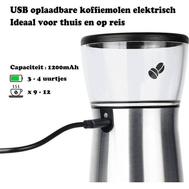 Koffiemolen elektrisch met USB kabel - Compacte koffiemolen Geschikt voor kruiden , granen en koffiebonen - Elektrische