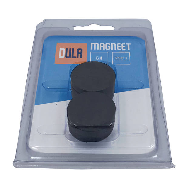 DULA magneten sterk - 25 x 5 mm - magneten zwart - 6 stuks