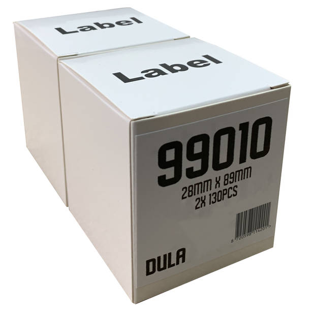 DULA - Dymo Compatible Labels Wit 99010 - 89 x 28 mm - 130 Etiketten per Rol - Adresetiketten S0722370 - 4 Rollen