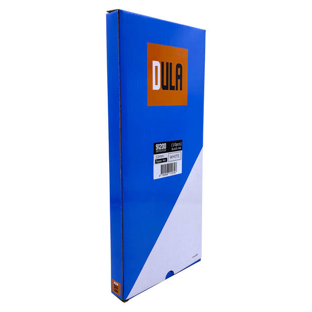 DULA label tape - Compatible met Dymo LetraTag 91200 / S0721510 - 10 stuks - Zwart op Wit papier - 12mm x 4m