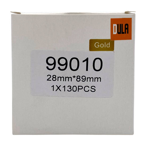 DULA Dymo Compatible labels - Goud- 99010 - S0722370 - Adresetiketten - 3 rollen - 28 x 89 mm - 130 labels per rol