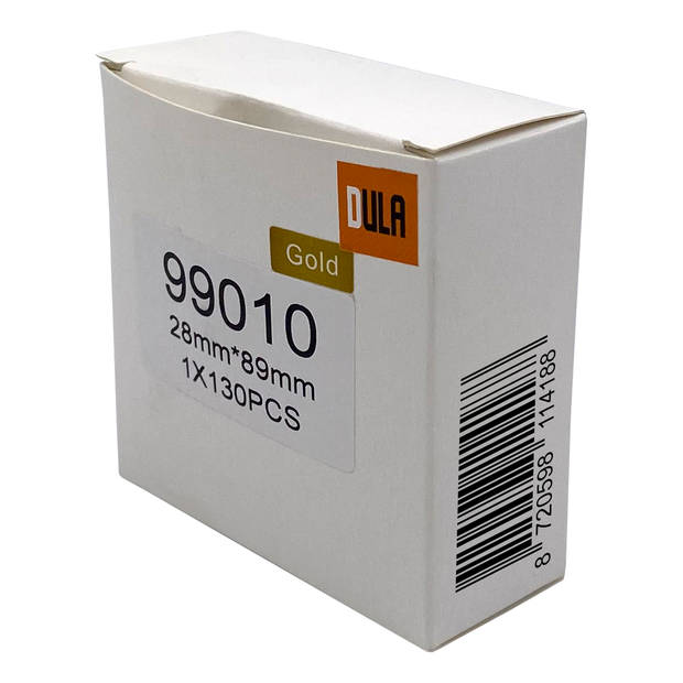 DULA Dymo Compatible labels - Goud- 99010 - S0722370 - Adresetiketten - 3 rollen - 28 x 89 mm - 130 labels per rol