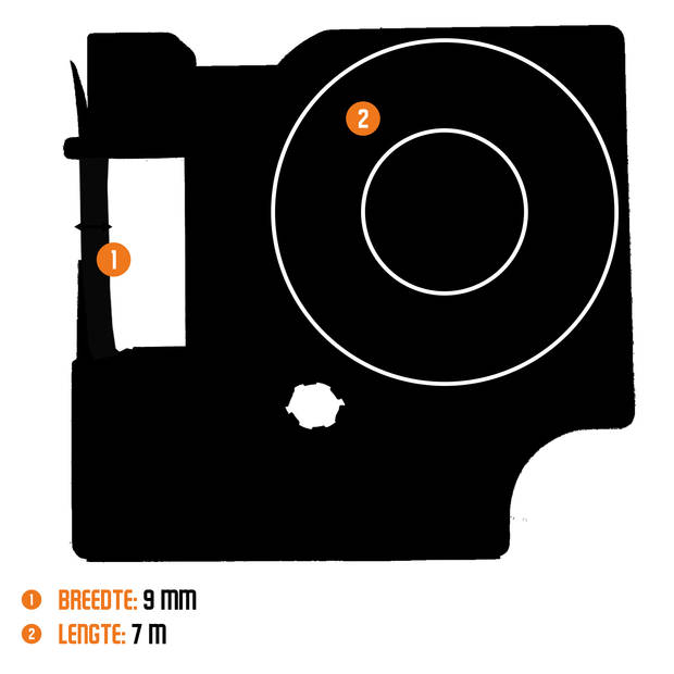 DULA label tape - Compatible met Dymo D1 40913 - 10 stuks - Zwart op wit - 9mm x 7m