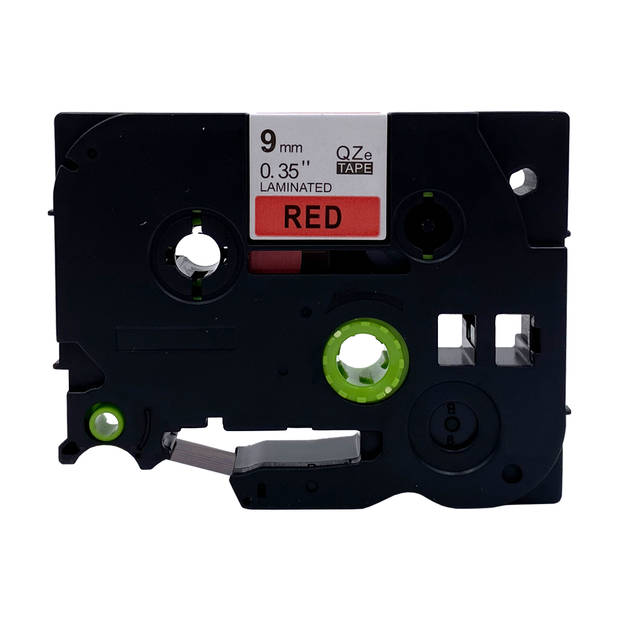 DULA - Brother Compatible Label Tape TZe-421 - 9 mm x 8 m - Zwart op Rood - TZe421 - 1 Stuk