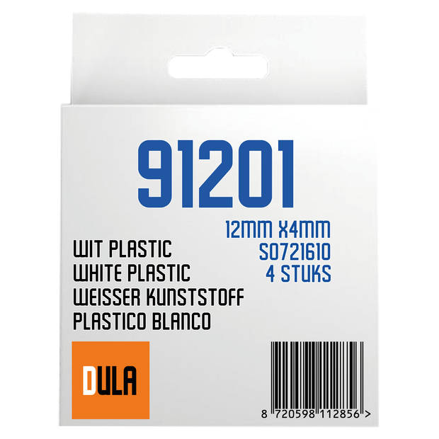 DULA - Dymo LetraTag 91201 labels - Zwart op Wit - 12mm x 4m - 4 Stuks