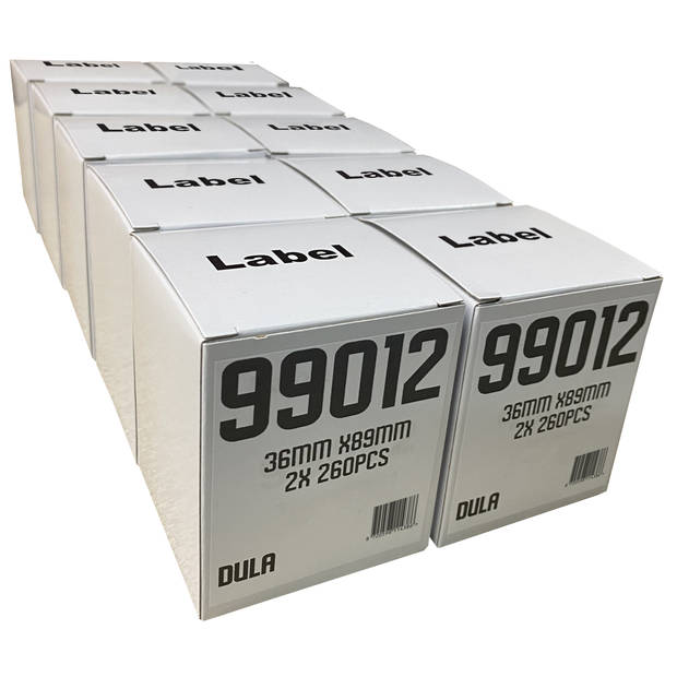 DULA - Dymo Compatible Labels Wit 99012 - 89 x 36 mm - 260 Etiketten per Rol - Adresetiketten S0722400 - 20 Rollen