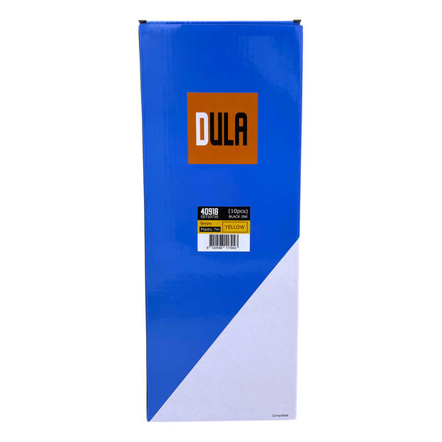 DULA label tape - Compatible met Dymo D1 40918 - 10 stuks - Zwart op geel - 9mm x 7m