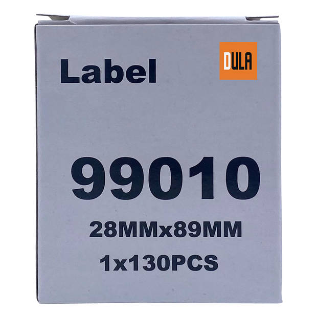 DULA Dymo Compatible labels - Wit - 99010 - S0722370 - Adresetiketten - 1 rol - 28 x 89 mm - 130 labels per rol