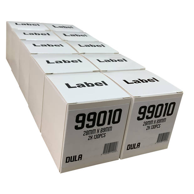 DULA - Dymo Compatible Labels Wit 99010 - 89 x 28 mm - 130 Etiketten per Rol - Adresetiketten S0722370 - 20 Rollen