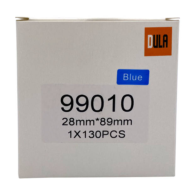 DULA Dymo Compatible labels - Blauw - 99010 - S0722370 - Adresetiketten - 1 rol - 28 x 89 mm - 130 labels per rol